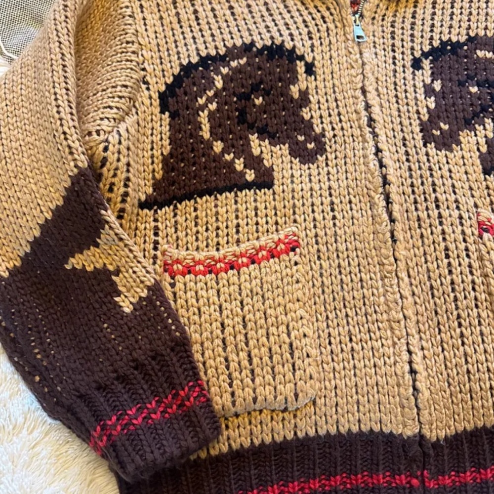 Western Design Rodeo Horse Cowichan Knit Traditional Zip Front Sweater - Picture 4 of 6